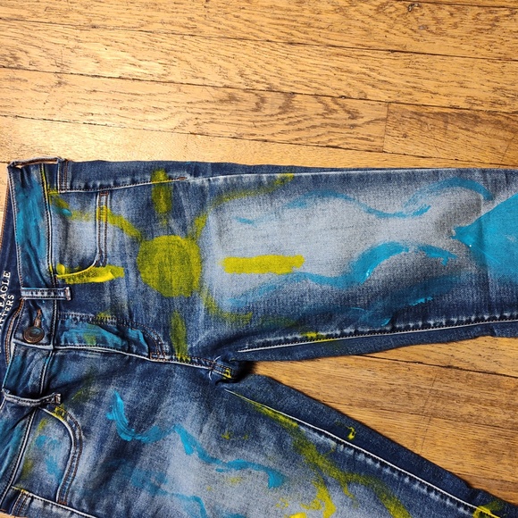 American Eagle Outfitters Super Stretch Jeggings Size 4 Graphic Art Design - Picture 6 of 16